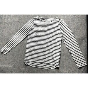 Old Navy T-Shirt Womens XXL Black & White Striped Long Sleeve Crew Neck Pullover